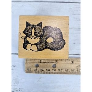 Funny Business Vintage 1981 Cat Nap Wood Mounted Rubber Stamp 98121